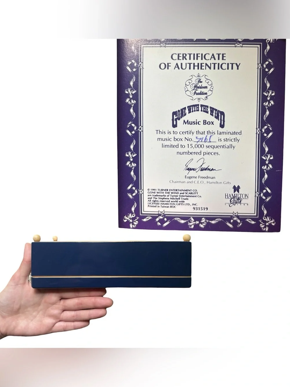 Rare 1991 Gone with the Wind Scarlett O’Hara Limited Edition Music Box with COA